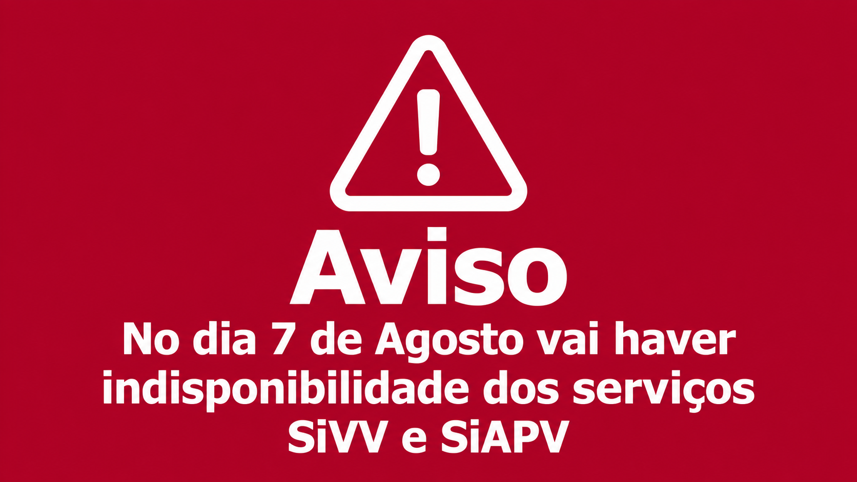 Aviso de indisponibilidade